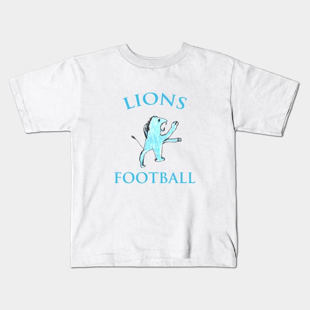 Detroit Lions Football Drawing Kids T-Shirt by Kids’ Drawings 